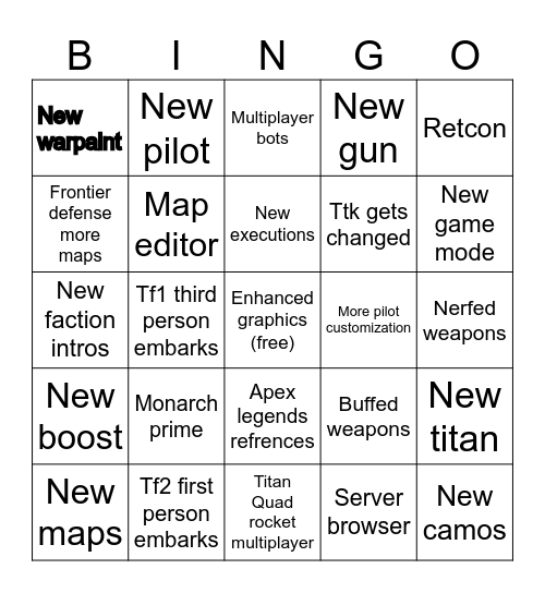Titanfall 1+2 remastered Bingo Card