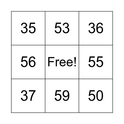 Numeros del 31-60 Bingo Card