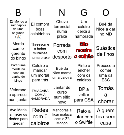 EI CARALHO Bingo Card