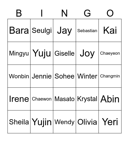 Punya Wendy Bingo Card