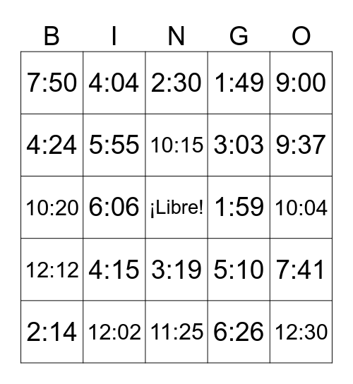 La Hora Bingo Card