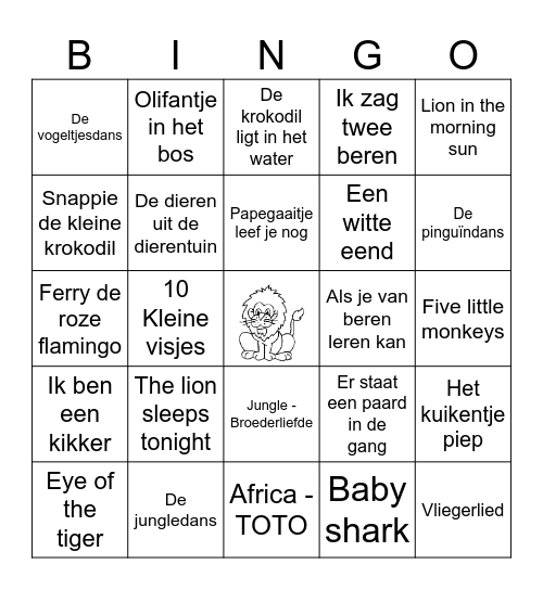 Jungle Bingo Card