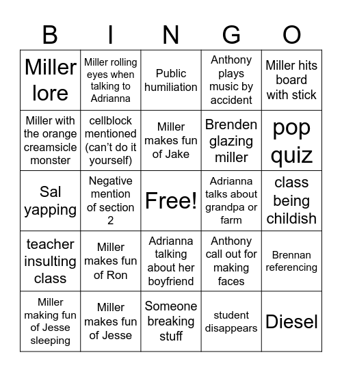Aviation Bingo Card