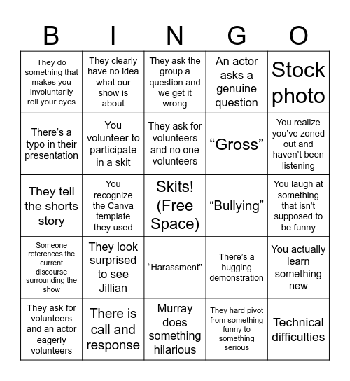K+K Bingo Card