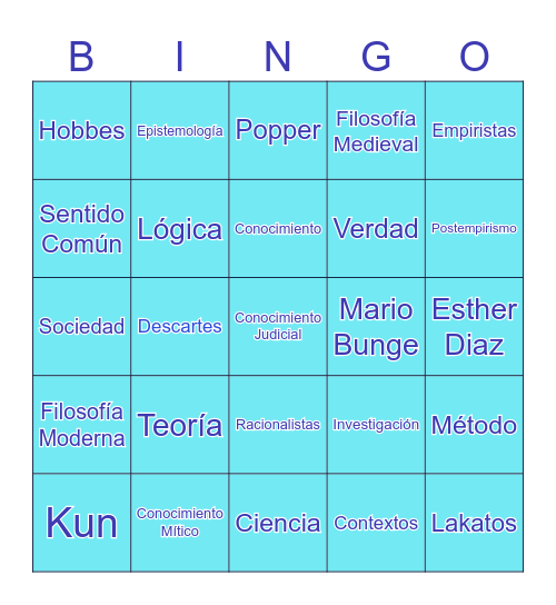 Conocimiento Científico Bingo Card