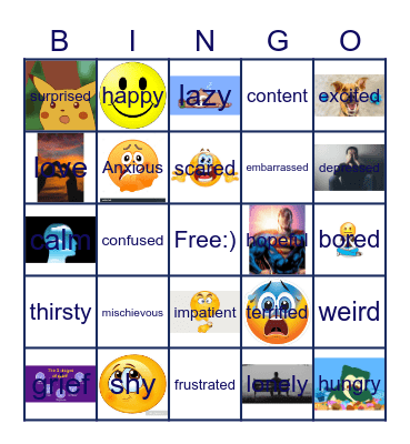 Emotions Bingo Card