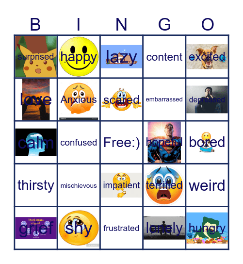 Emotions Bingo Card