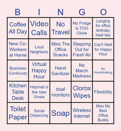 Half Hour Hangout Bingo Card