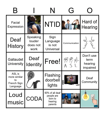 Deaf Awareness Month Bingo Card