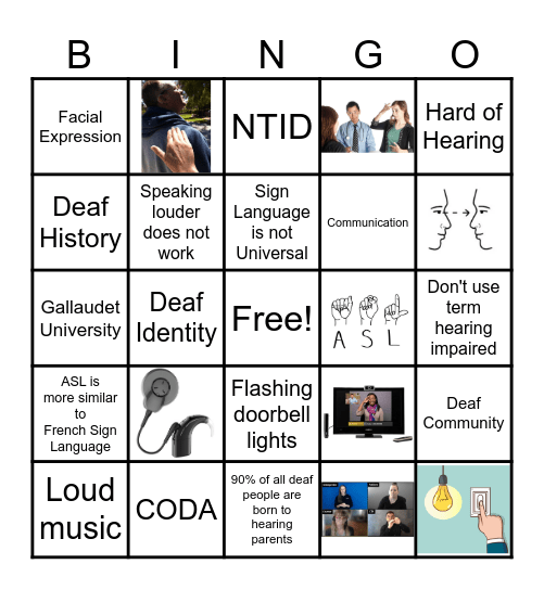 Deaf Awareness Month Bingo Card