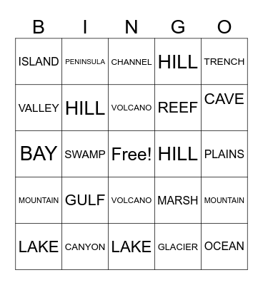 WORLD GEO BINGO Card