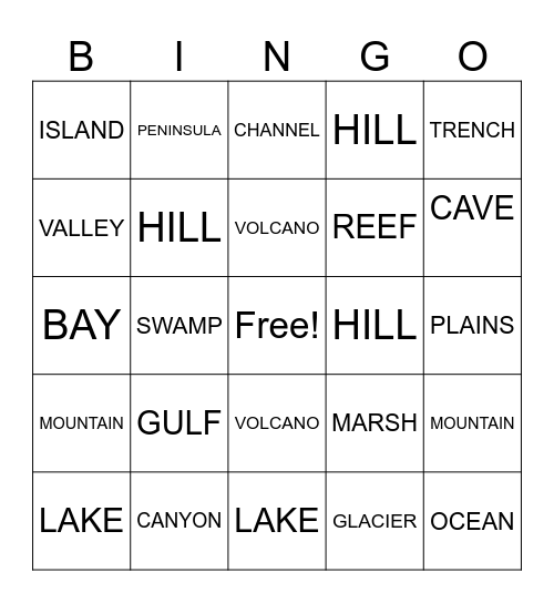 WORLD GEO BINGO Card