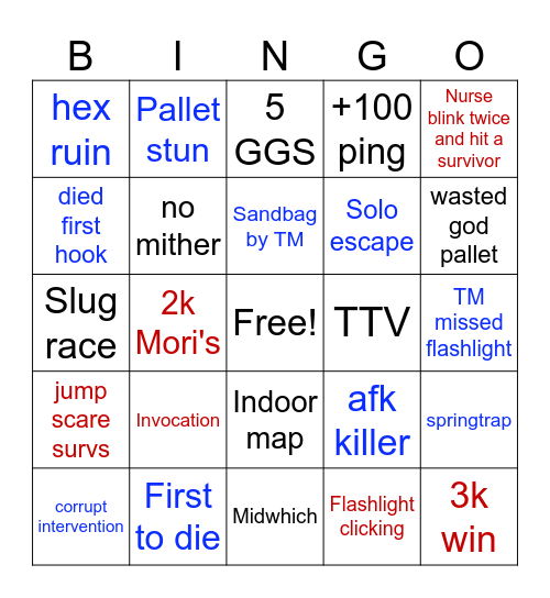 dbd Bingo Card