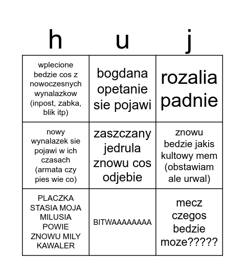 1670 Bingo Card