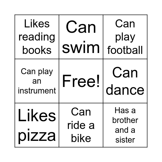 GETTING TO KNOW YOUR CLASS Bingo Card
