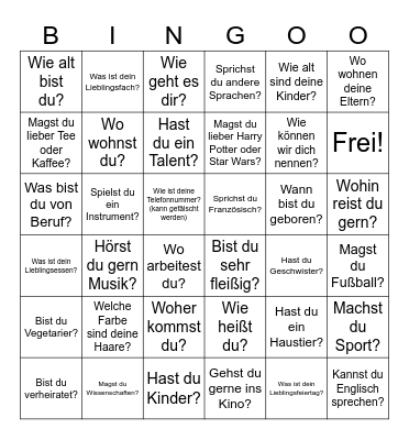 Kennenlernen? Bingoo! Bingo Card