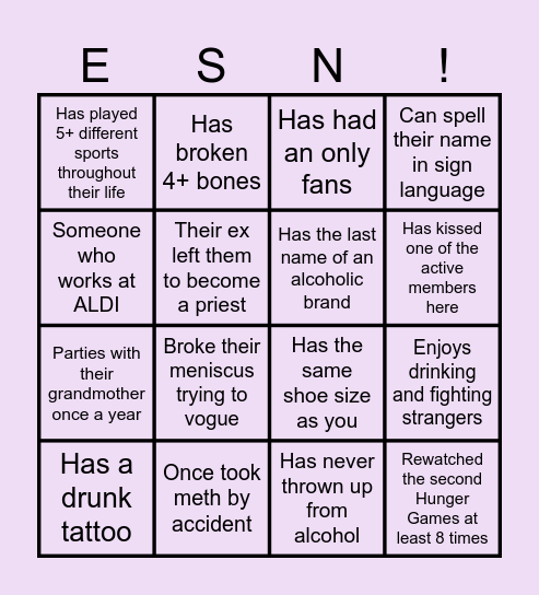 ESN Who's Who? Bingo Card