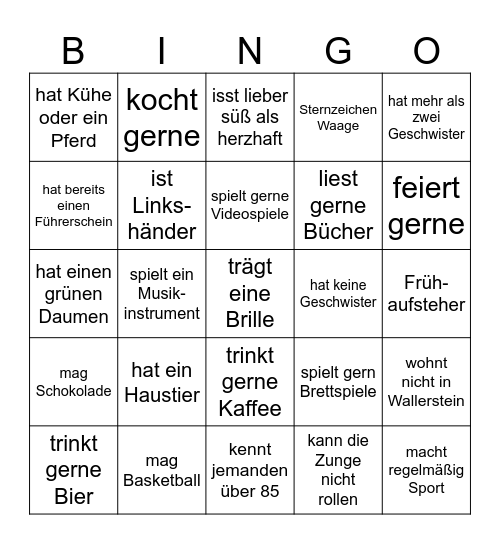 Kennenlern-Bingo Card