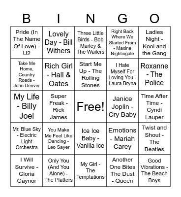 Music Bingo! Bingo Card