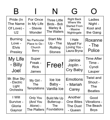 Music Bingo! Bingo Card