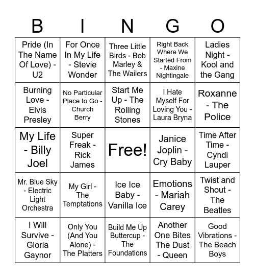 Music Bingo! Bingo Card