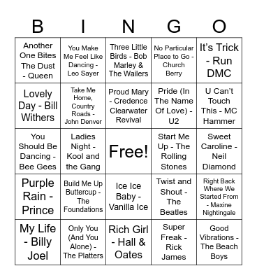 Music Bingo! Bingo Card