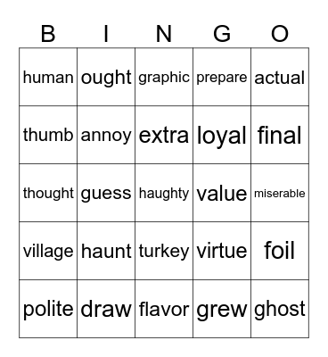 6 prepost Bingo Card