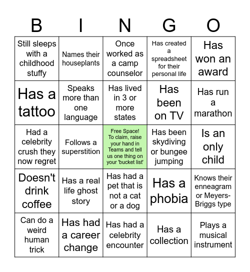 DATE BINGO Card