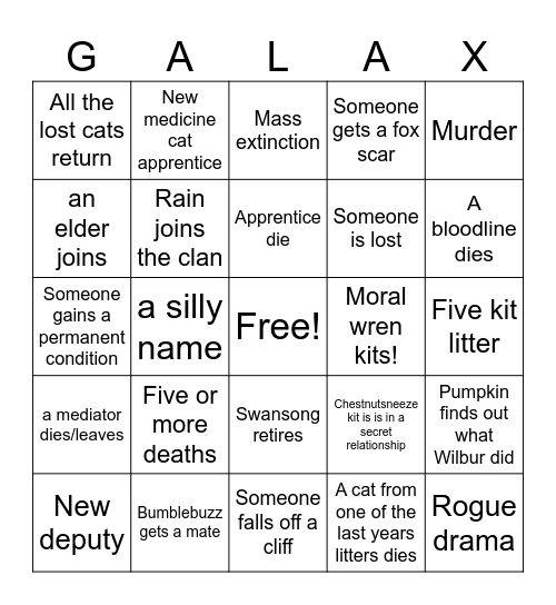 Galaxyclan! Y29 Bingo Card