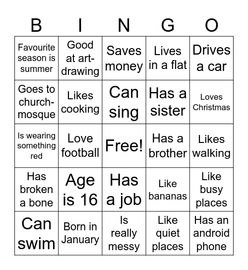 Mingle Bingo - Find someone who..... Bingo Card