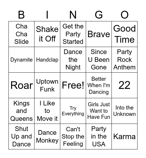 Music Bingo! Bingo Card