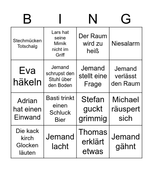 Stein Bingo Card