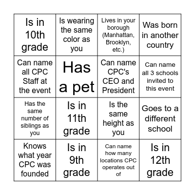 Find Someone Who... Bingo Card