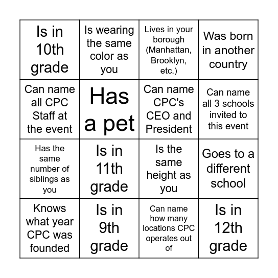 Find Someone Who... Bingo Card