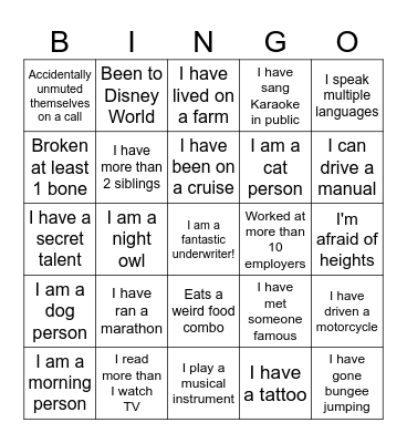 FUN BINGO! Bingo Card