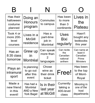 Welcome Back Social Bingo Card