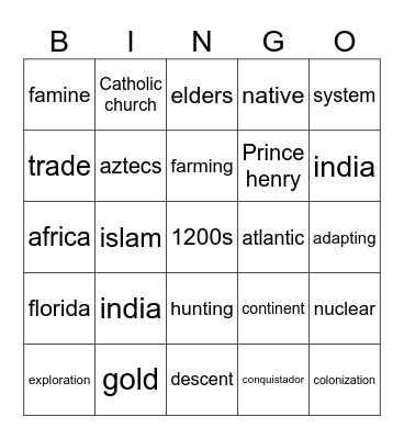 kaboom Bingo Card