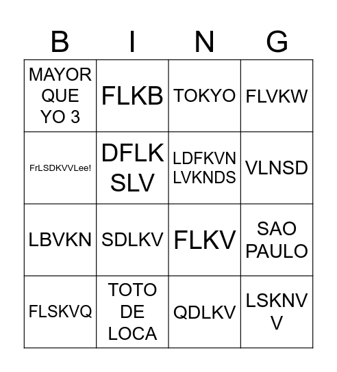 BINGO MUSICAL Bingo Card