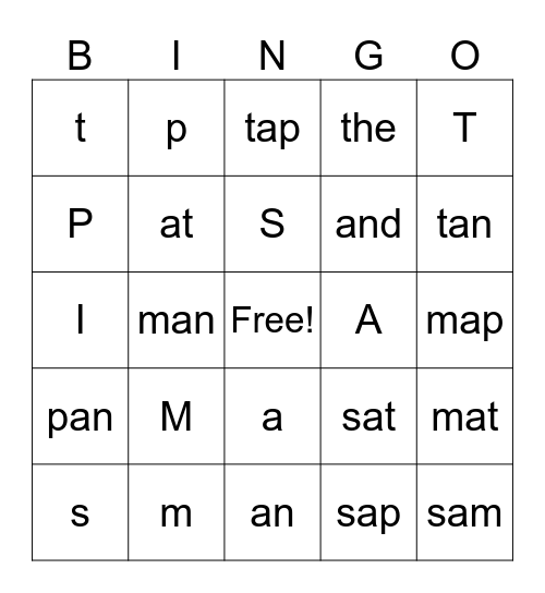 Lesson 6 Bingo Card