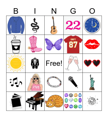 Taylor Swift Bingo Card