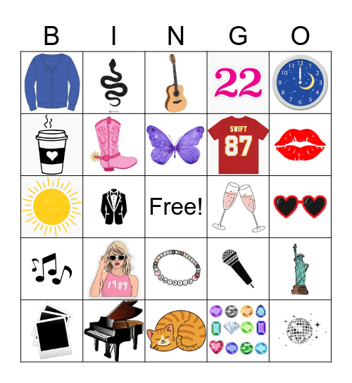 Taylor Swift Bingo Card