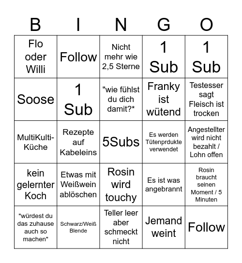 ROSINGO Bingo Card