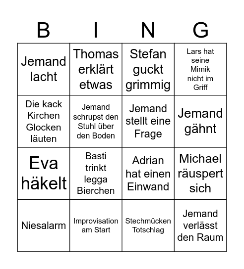 Stein Bingo Card