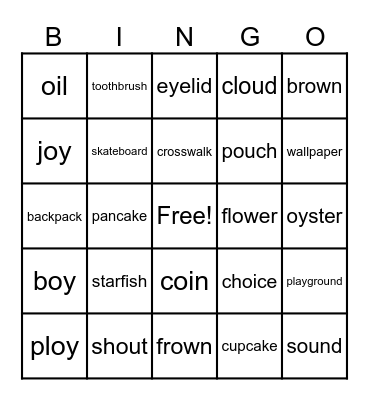 Compound Words Bingo Card
