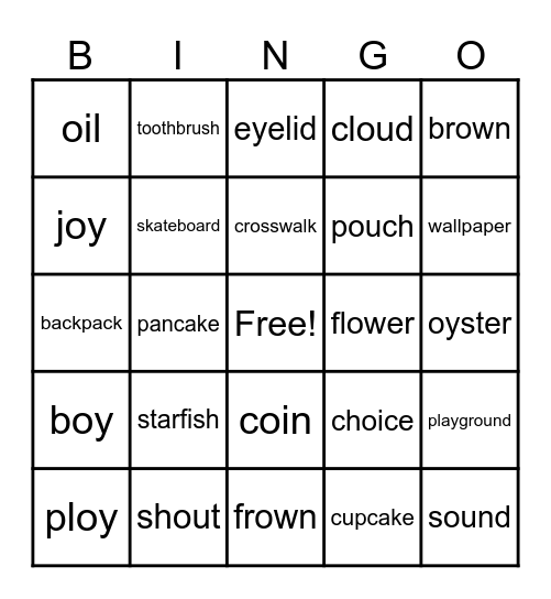 Compound Words Bingo Card