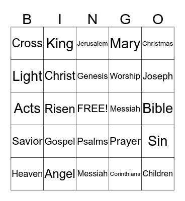 Bible Bingo Card