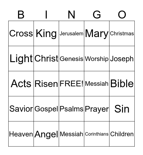 Bible Bingo Card