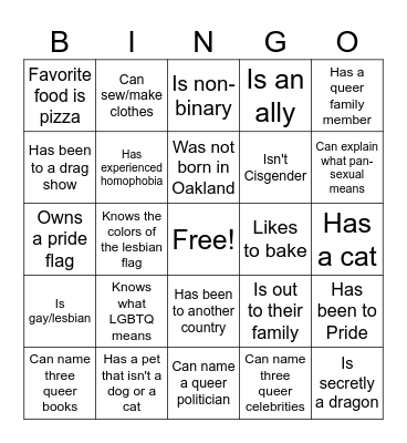 GSA Bingo Card