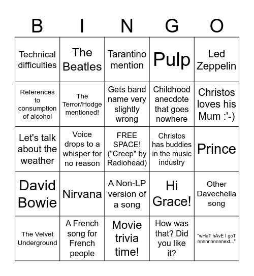 Boogaloo Bingo Card