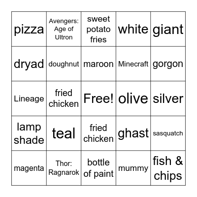 Infinite Craft Bingo Card